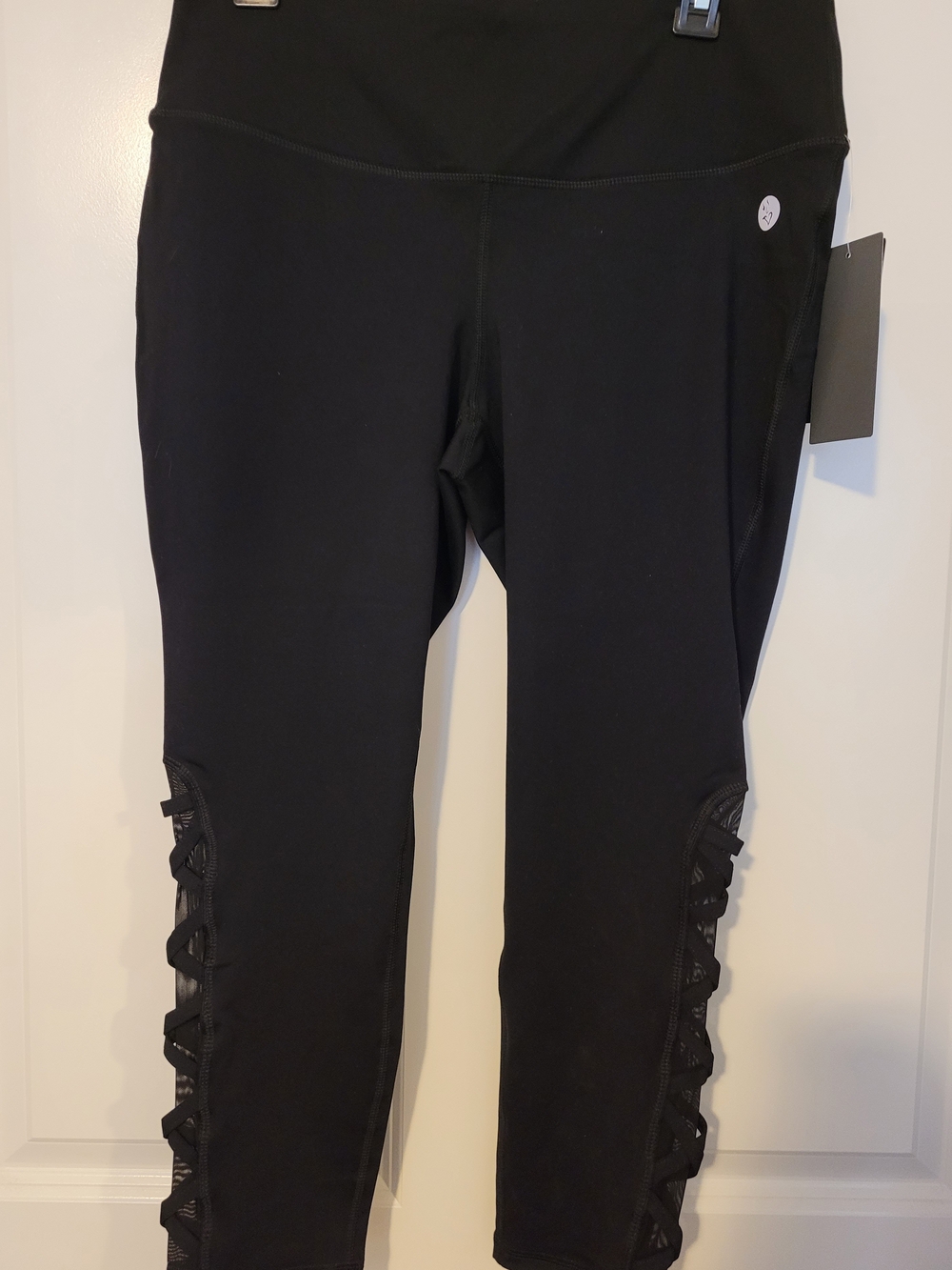 torrid Deep-Black Active Crop Leggings with Side Mesh Detail